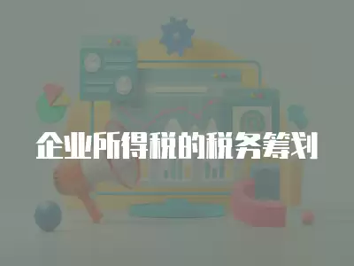 企業(yè)所得稅的稅務(wù)籌劃