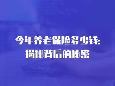 今年養老保險多少錢：揭秘背后的秘密