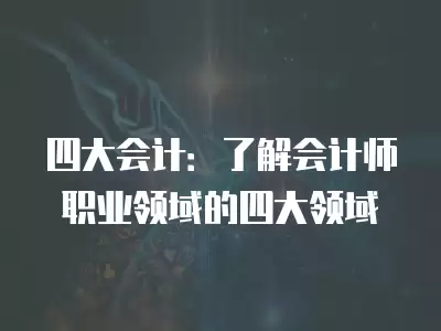 四大會計：了解會計師職業領域的四大領域