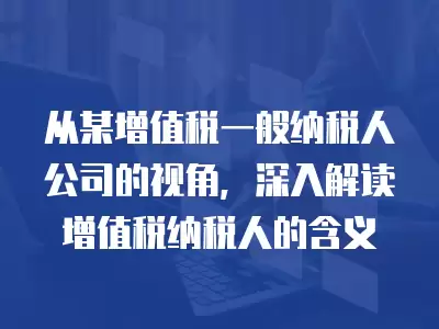 從某增值稅一般納稅人公司的視角，深入解讀增值稅納稅人的含義