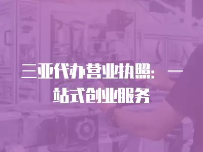 三亞代辦營業執照：一站式創業服務