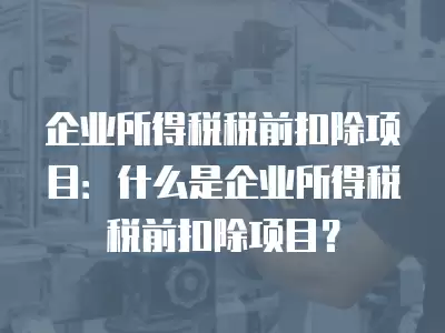 企業(yè)所得稅稅前扣除項(xiàng)目：什么是企業(yè)所得稅稅前扣除項(xiàng)目？