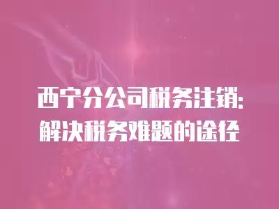 西寧分公司稅務(wù)注銷: 解決稅務(wù)難題的途徑