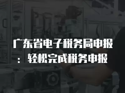 廣東省電子稅務(wù)局申報(bào)：輕松完成稅務(wù)申報(bào)