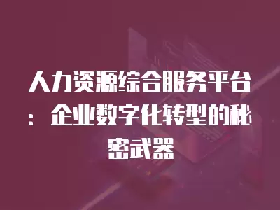 人力資源綜合服務(wù)平臺(tái)：企業(yè)數(shù)字化轉(zhuǎn)型的秘密武器