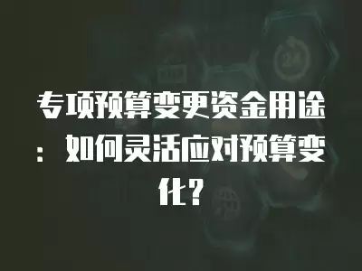 專項預算變更資金用途：如何靈活應對預算變化？