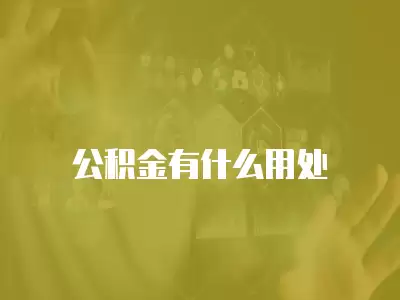 公積金有什么用處