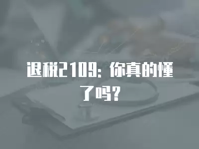 退稅2109: 你真的懂了嗎？