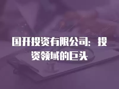 國開投資有限公司：投資領域的巨頭