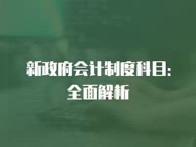 新政府會計制度科目：全面解析