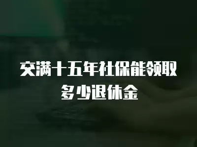 交滿十五年社保能領取多少退休金