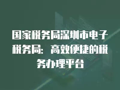 國家稅務局深圳市電子稅務局：高效便捷的稅務辦理平臺