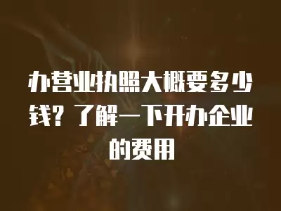 辦營業(yè)執(zhí)照大概要多少錢？了解一下開辦企業(yè)的費用