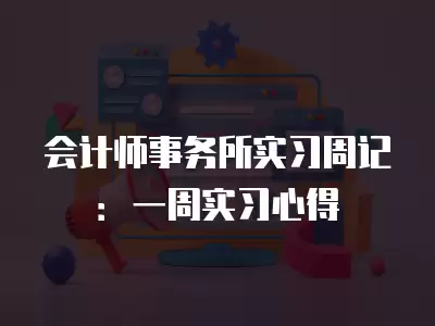 會計師事務所實習周記：一周實習心得