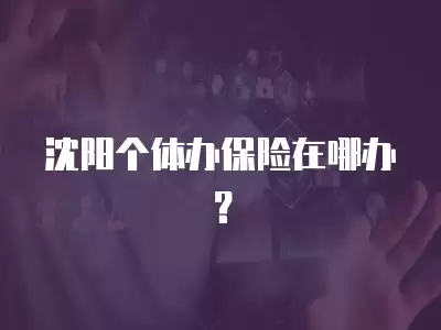 沈陽個體辦保險在哪辦？