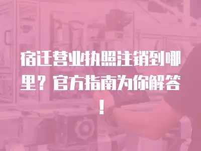 宿遷營業執照注銷到哪里？官方指南為你解答！