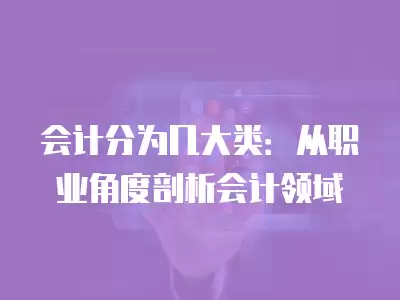 會(huì)計(jì)分為幾大類：從職業(yè)角度剖析會(huì)計(jì)領(lǐng)域