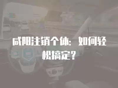 咸陽注銷個體：如何輕松搞定？