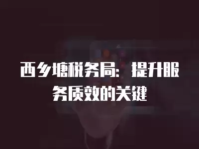 西鄉塘稅務局：提升服務質效的關鍵