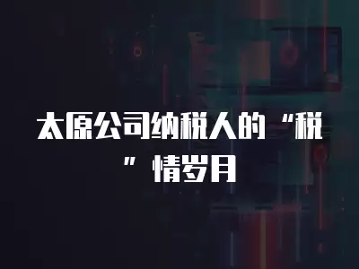 太原公司納稅人的“稅”情歲月