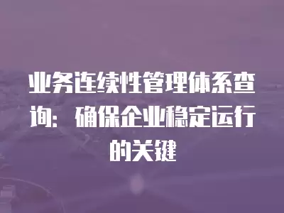 業(yè)務(wù)連續(xù)性管理體系查詢：確保企業(yè)穩(wěn)定運(yùn)行的關(guān)鍵