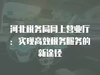 河北稅務局網上營業廳：實現高效稅務服務的新途徑