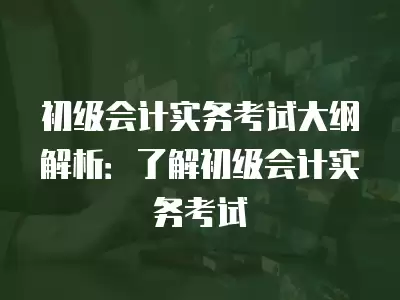 初級會計實務考試大綱解析：了解初級會計實務考試