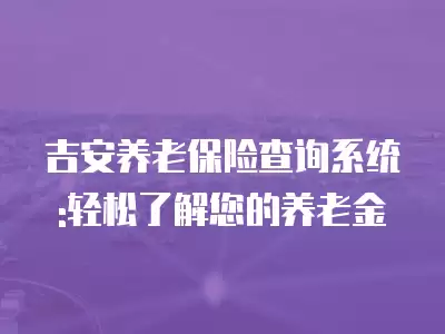 吉安養老保險查詢系統:輕松了解您的養老金