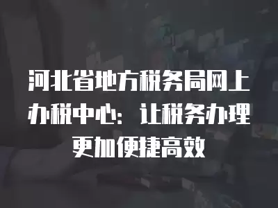 河北省地方稅務局網上辦稅中心：讓稅務辦理更加便捷高效