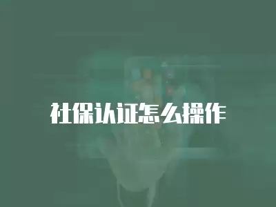 社保認證怎么操作