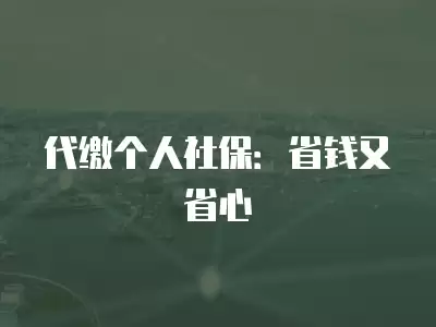 代繳個人社保：省錢又省心