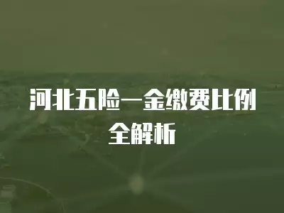 河北五險(xiǎn)一金繳費(fèi)比例全解析