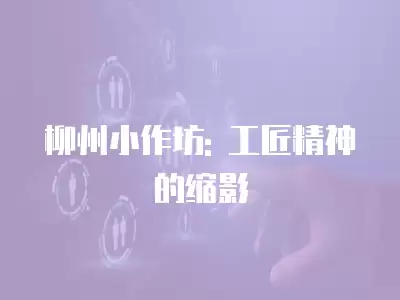 柳州小作坊: 工匠精神的縮影