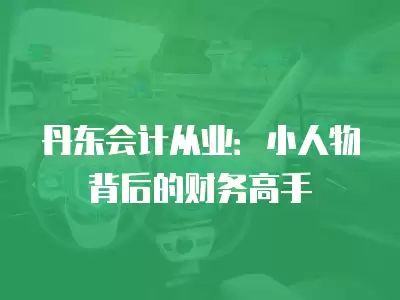 丹東會計從業(yè)：小人物背后的財務(wù)高手