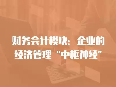 財務會計模塊：企業的經濟管理“中樞神經”