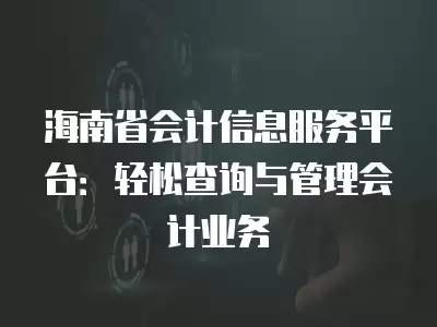 海南省會計信息服務平臺：輕松查詢與管理會計業務