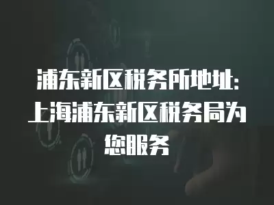 浦東新區稅務所地址：上海浦東新區稅務局為您服務