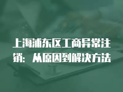 上海浦東區工商異常注銷：從原因到解決方法