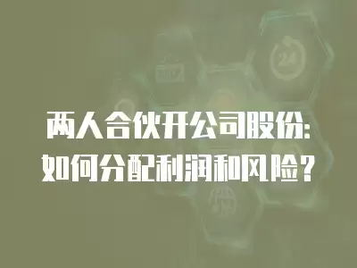 兩人合伙開公司股份：如何分配利潤和風險？