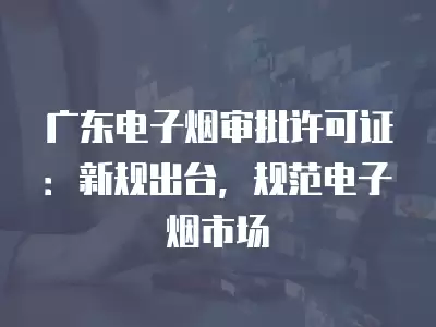 廣東電子煙審批許可證：新規(guī)出臺，規(guī)范電子煙市場