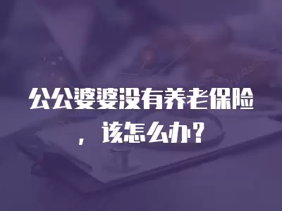 公公婆婆沒有養老保險，該怎么辦？