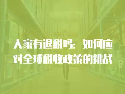 大家有退稅嗎：如何應對全球稅收政策的挑戰