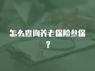 怎么查詢養老保險參保？