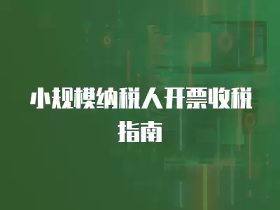 小規模納稅人開票收稅指南