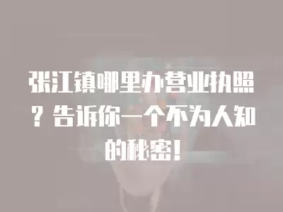 張江鎮哪里辦營業執照？告訴你一個不為人知的秘密！