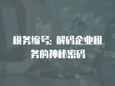 稅務(wù)編號: 解碼企業(yè)稅務(wù)的神秘密碼