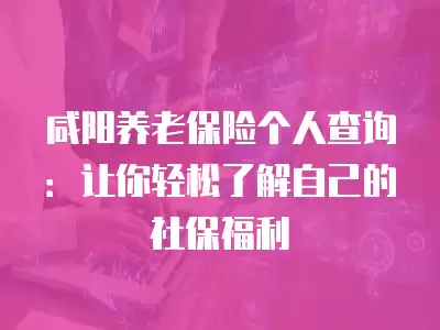 咸陽養老保險個人查詢：讓你輕松了解自己的社保福利