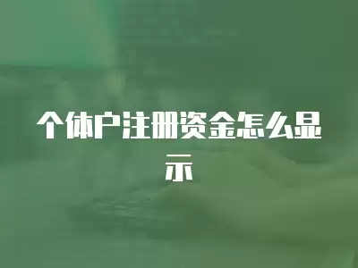 個(gè)體戶注冊(cè)資金怎么顯示