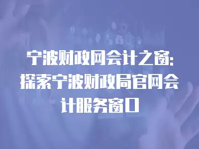 寧波財政網會計之窗: 探索寧波財政局官網會計服務窗口