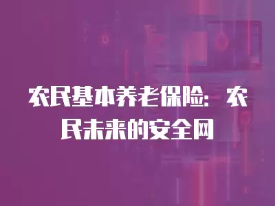 農民基本養老保險：農民未來的安全網